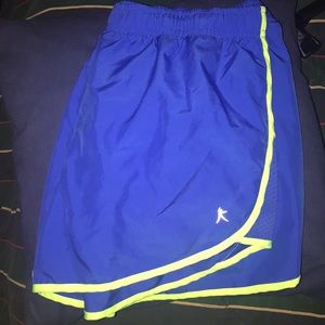 Blue/yellow athletic shorts